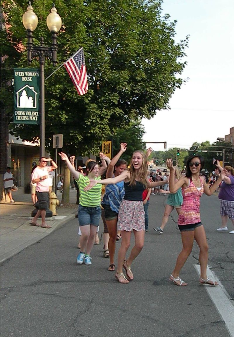 071111 Flash mob materializes on the Square in downtown Wooster