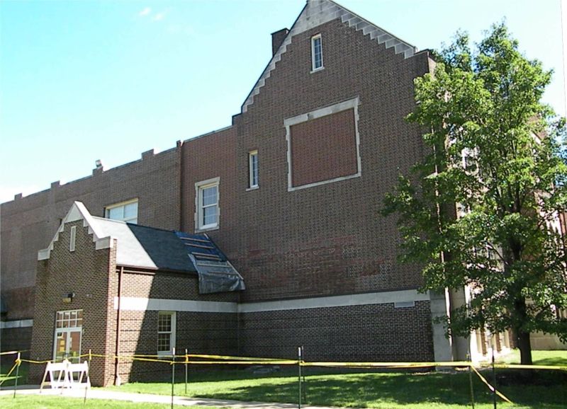 090511 (Update) Capstones topple from roof of Cornerstone Elementary School