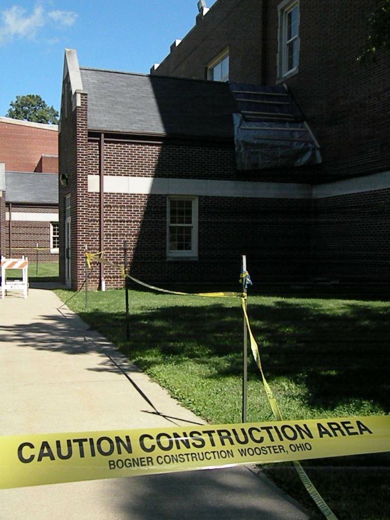 090511 (Update) Capstones topple from roof of Cornerstone Elementary School