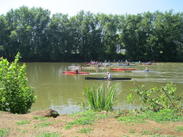 Canoe and kayak paddlers race to promote sport and river