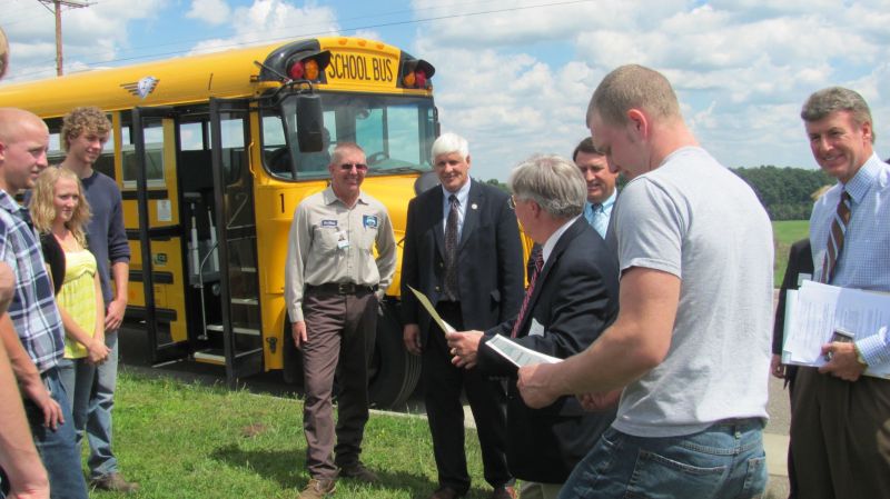 Congressman Bob Gibbs stops by Tuscarawas County to connect with local employees, Community Improvement Corporation members, and Buckeye Career Center Natural Resources students: discusses business and technology future for area