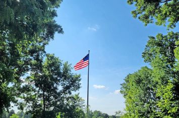 Fort Laurens raises a new  custom-made Betsy Ross flag