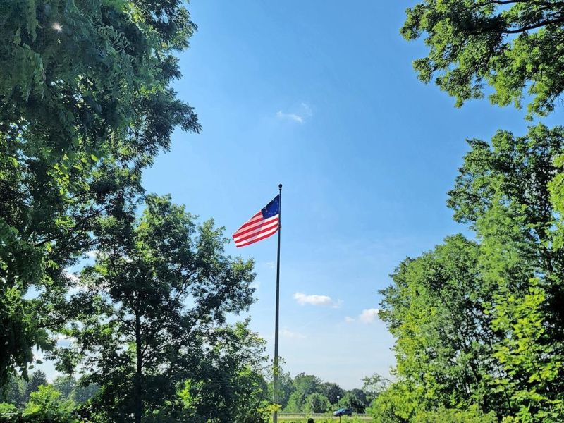 Fort Laurens raises a new  custom-made Betsy Ross flag