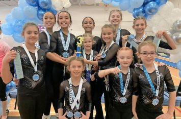 Girls participate in winter gymnastics invitational