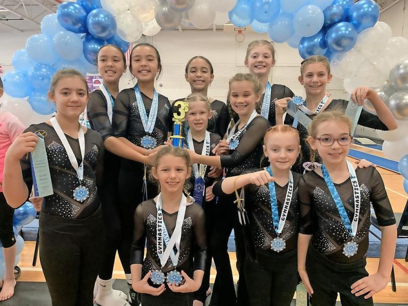 Girls participate in winter gymnastics invitational
