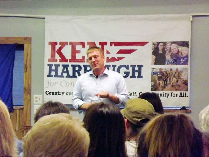 Harbaugh brings message of 'Country over Party' to the region