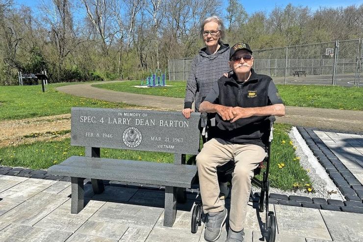 Snyders donate bench to Millersburg veterans memorial