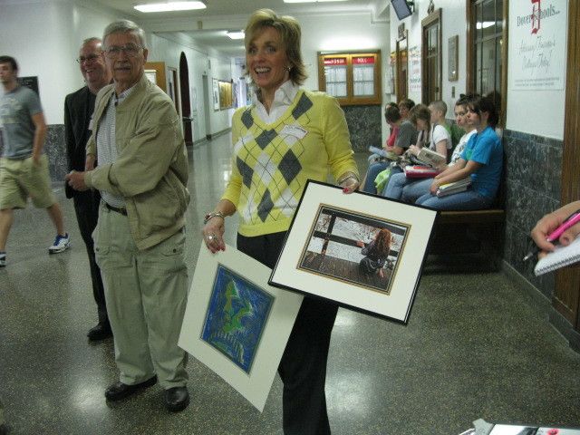 Two Dover High students honored by Congressman Gibbs at surprise ceremony